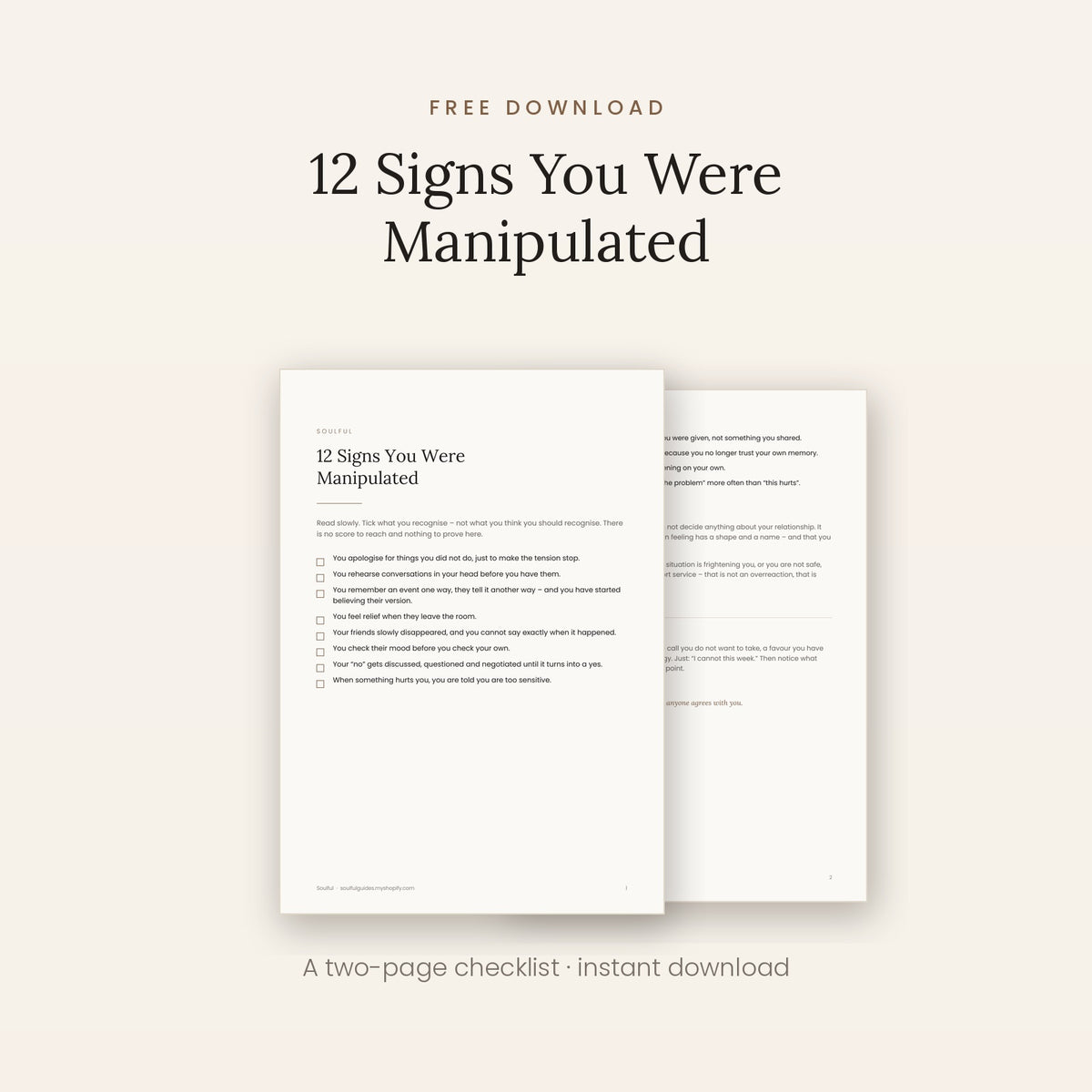 Free Checklist: 12 Signs You Were Manipulated